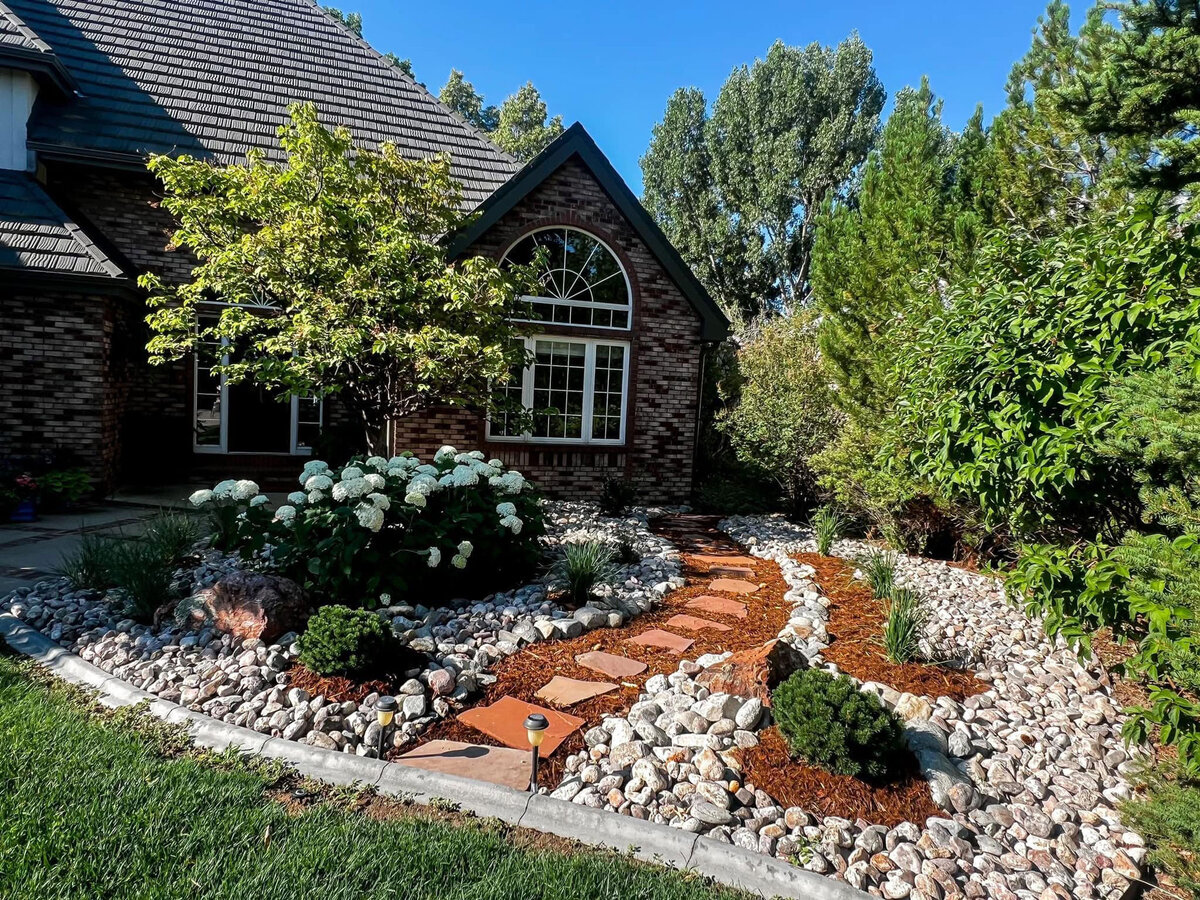 Flagstone path with landscaping design